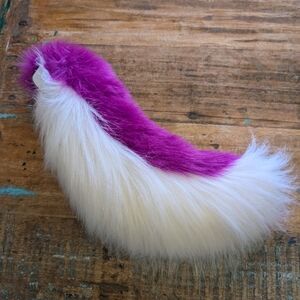 White and Magenta Faux Fur Tail Accessory